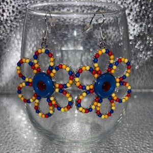 Vibrant Beaded Flower Earrings